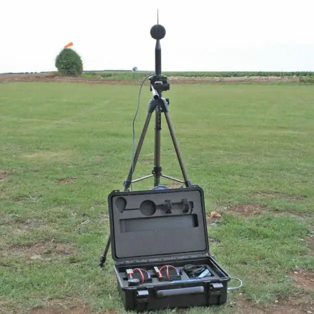 The Outdoor Noise Measurement Kit with microphone on tripod for environmental noise monitoring