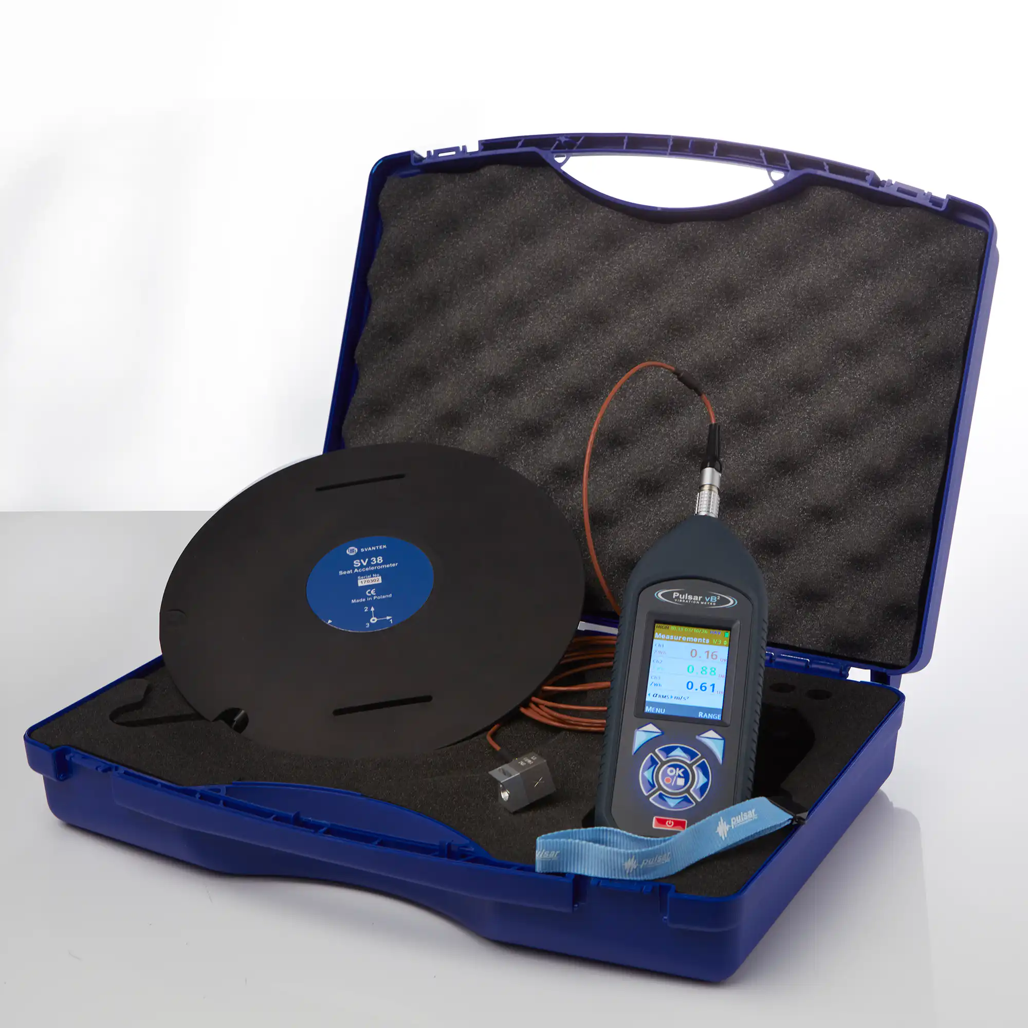 Medidor de vibraciones humanas Pulsar vB2 en estuche
