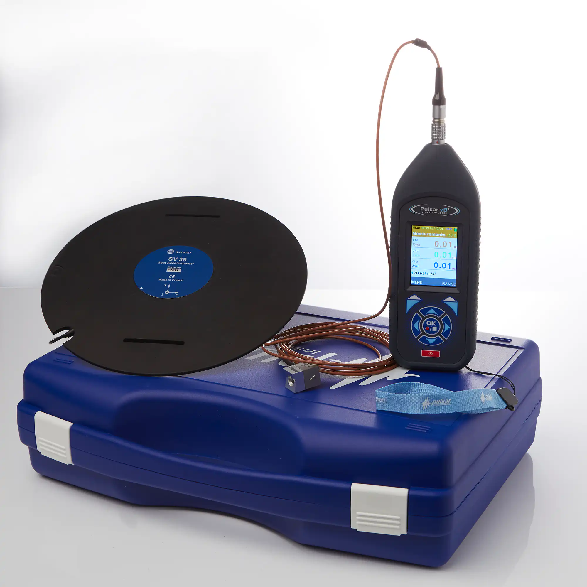 Medidor de vibraciones humanas Pulsar vB2 en estuche