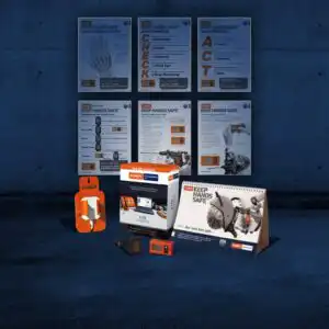 HAVi Complete System Pack with vibration monitors, posters and training materials for hand arm vibration monitoring.